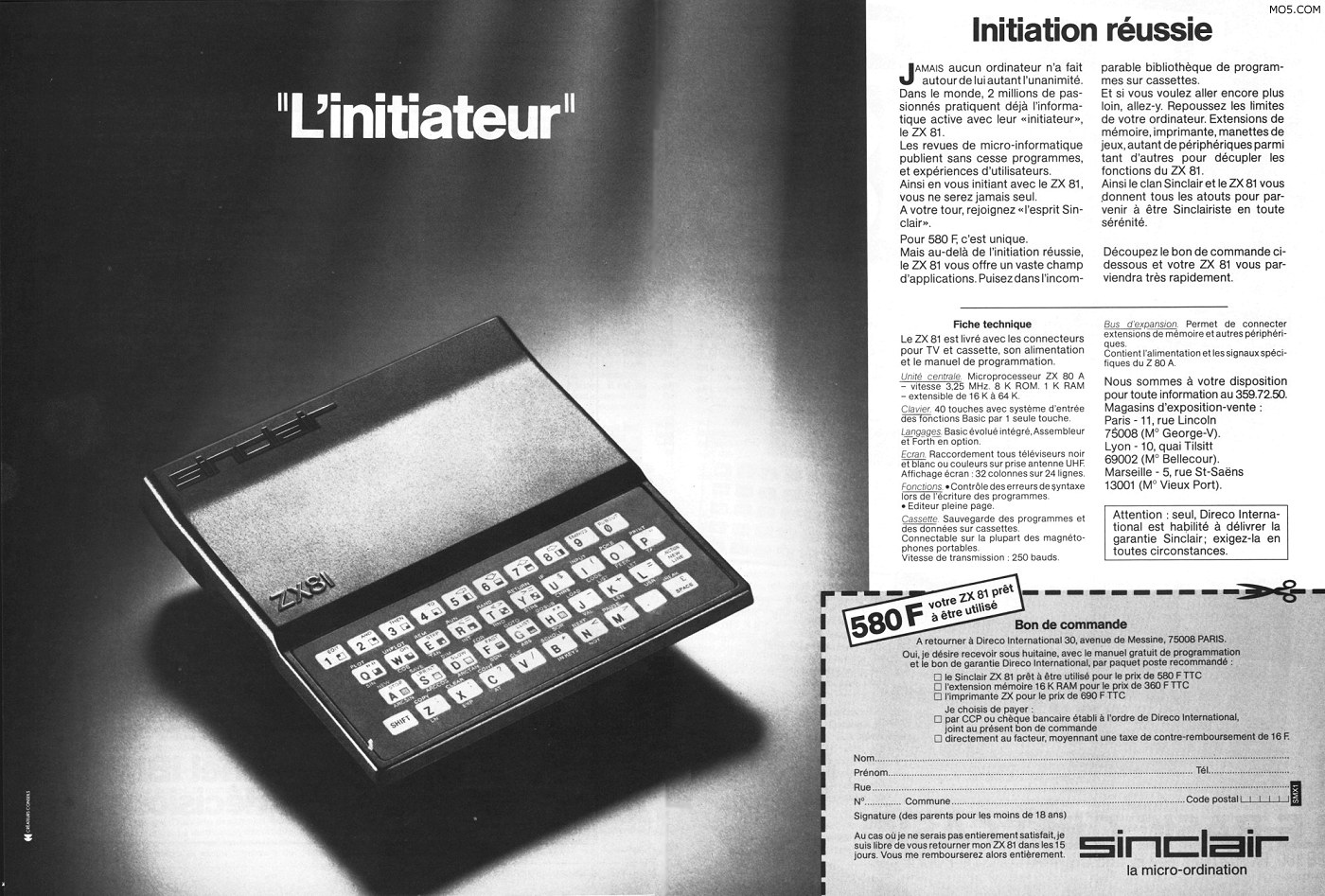 Micro-ordinateur ZX81 de Sinclair Research Ltd. (1981) Micro-ordinateur ZX81 de Sinclair Research Ltd. (1981)